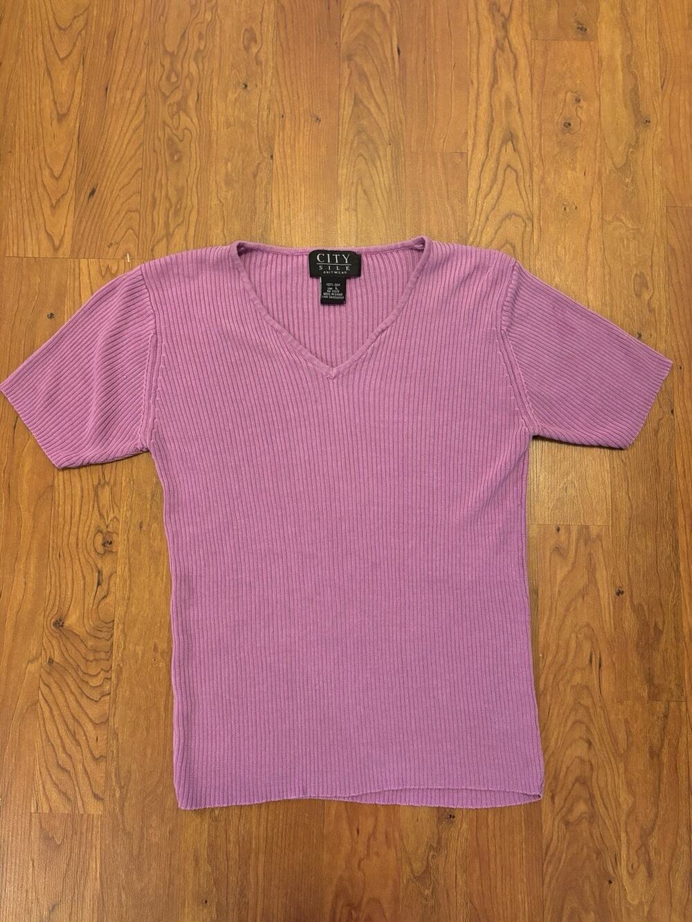 City Silk Knitwear Top Women Purple Layering Capsule Preppy Y2K Size Large